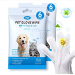 Pet glove wipes packaging with a glove displayed in front on a white background