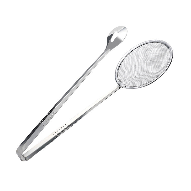 Stainless Steel Frying Tongs with Filter (Single)